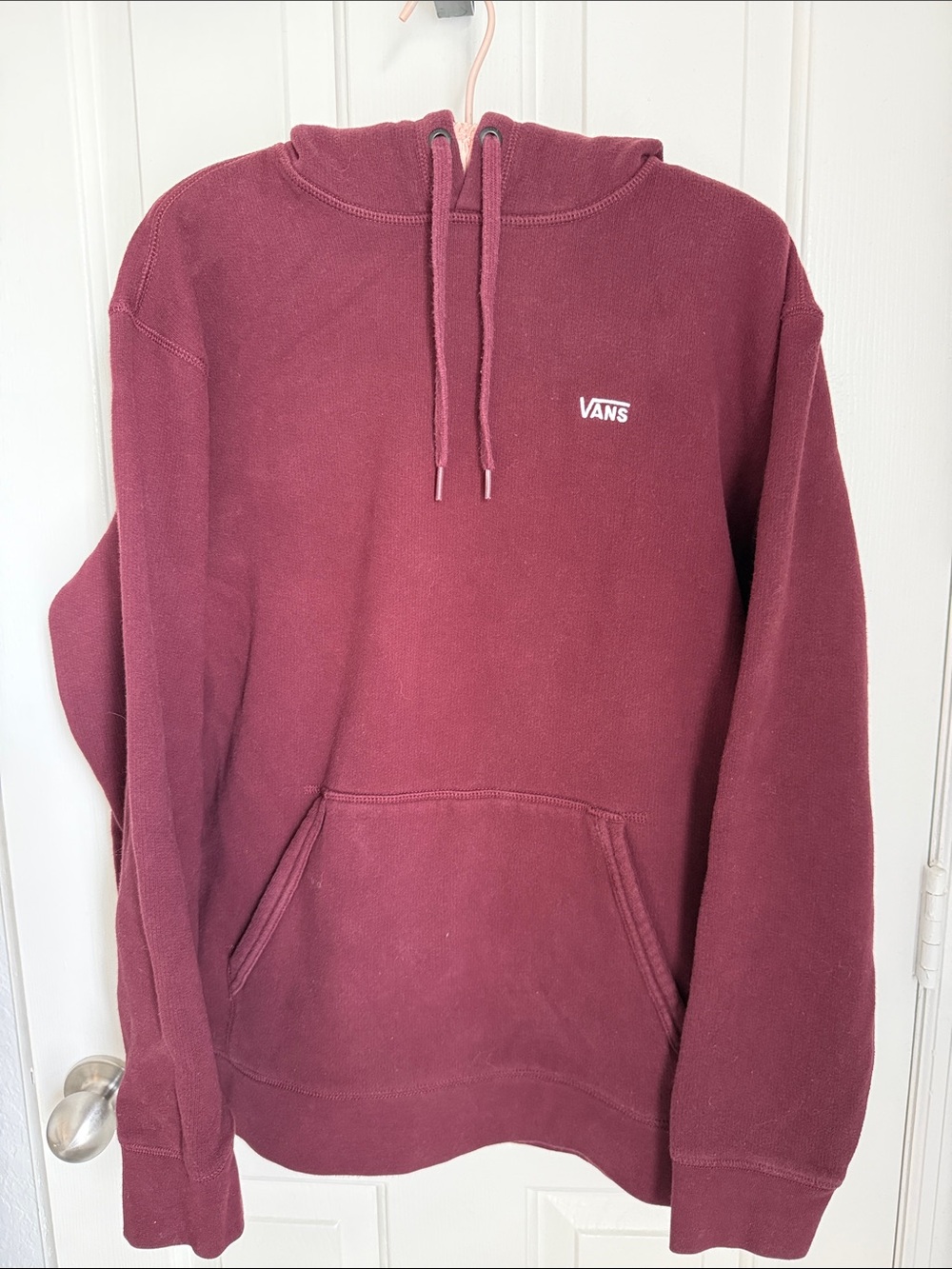 Vans Men's Maroon Pullover Hoodie with Small Chest Logo